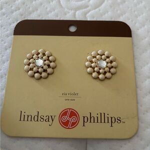 Lindsay Phillips Zia Violet Earrings in Cream and Gold